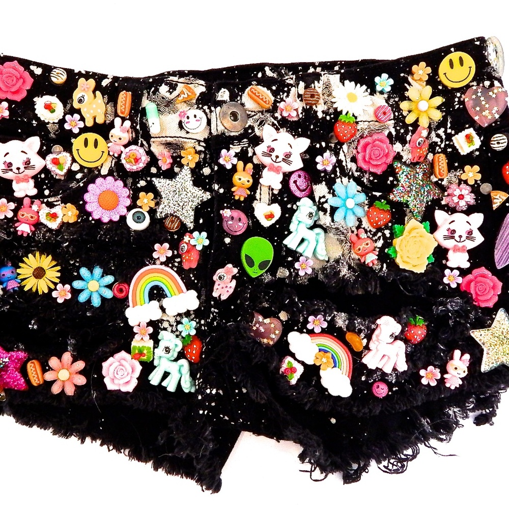 GASOLINE GLAMOUR CARNIVAL EMOJI DENIM SHORTS 🎡🎪🩳